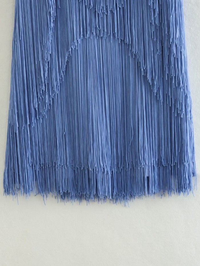 Solid Color Fitting Fringed Dress