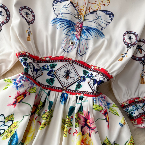 Summer Polo Collar Waist-Defining Design Midi Dress