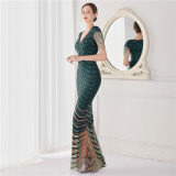 Beaded Floral Long Evening Dress for Parties