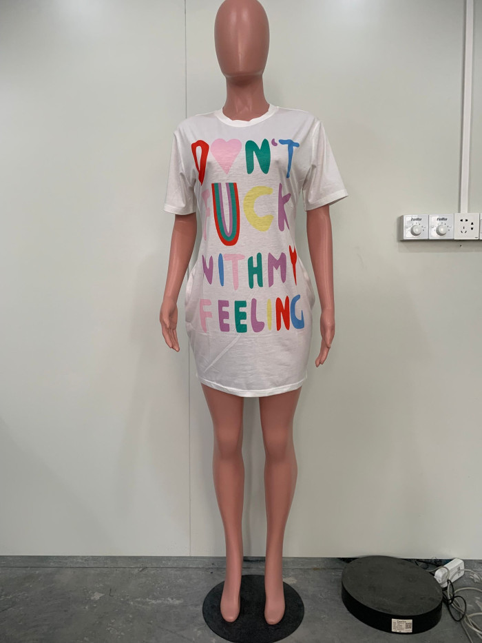 Casual Letter Print T-Shirt Dress