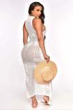 Intricate Cutouts Beach Chic Knit Vest Dress