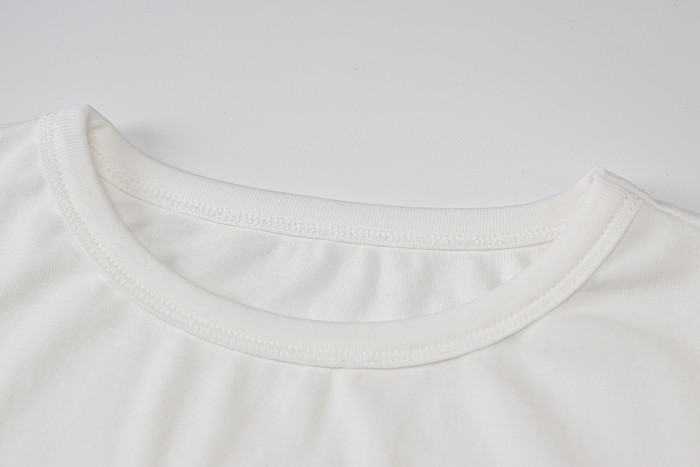 Round Neckline Letter Print Short Sleeve Tight-Fit T-Shirt