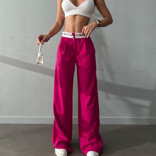 Women Waist Letter Widde Leg Pants