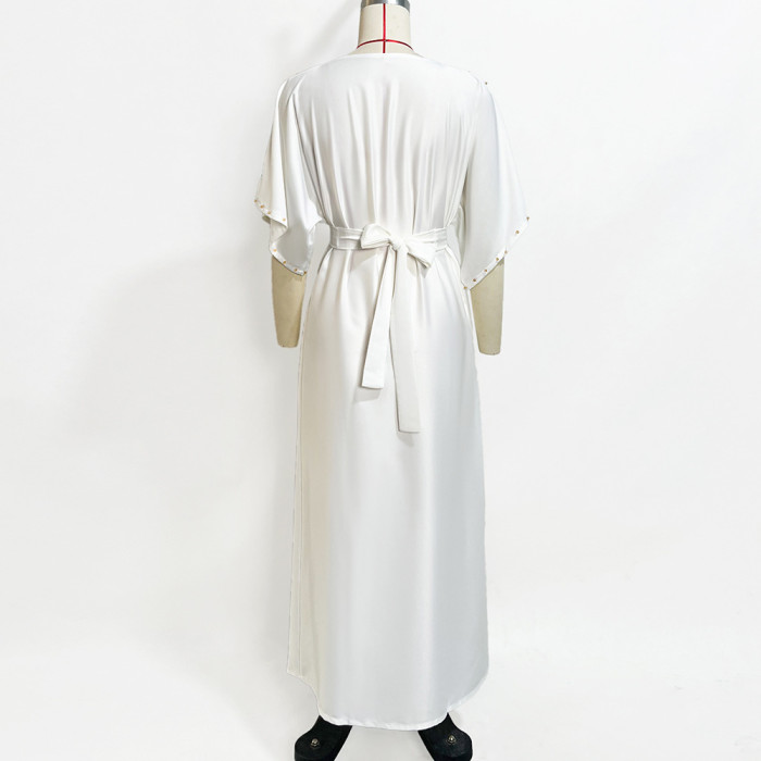 Ramadan Eid Mubarak Dubai Abaya Satin Arabic Turkey Islam Muslim Prayer Dress Robe