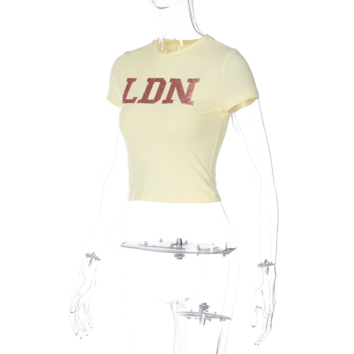 Beaded Detail Embroidered Cotton Cropped T-shirt