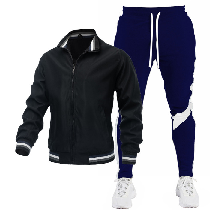 Customizable Logo Jacket and Printed Athletic Pants Set