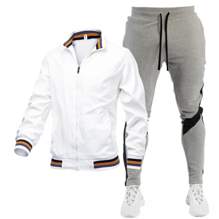 Customizable Logo Jacket and Printed Athletic Pants Set