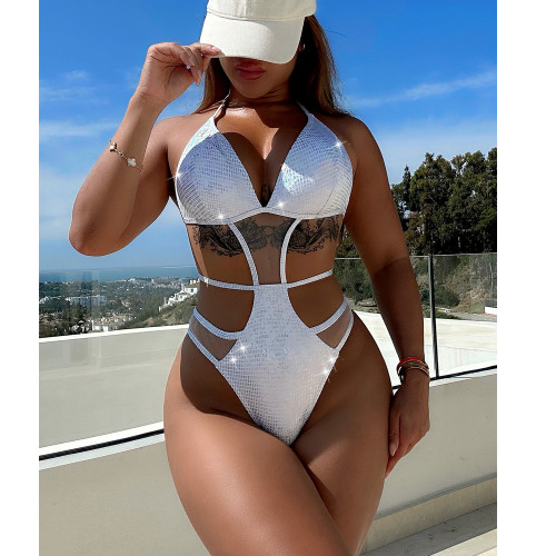 Women's Glitter Fabric Sexy One-Piece Bikini Swimwear