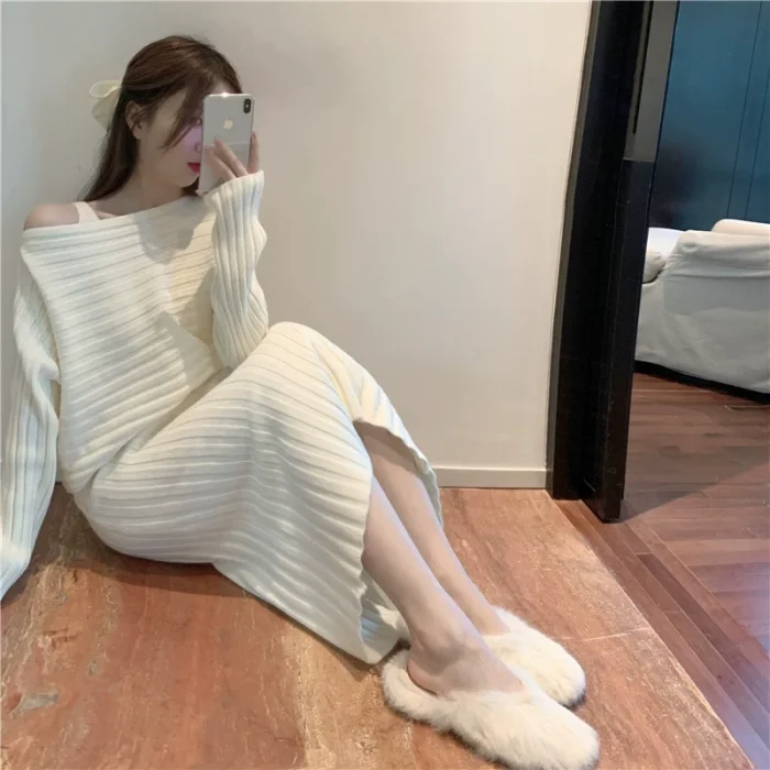 Midi Length Cami Dress + Short Knit Sweater