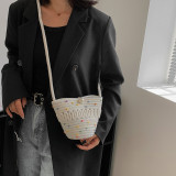 Diagonal cross grass woven bag, cotton thread woven bag