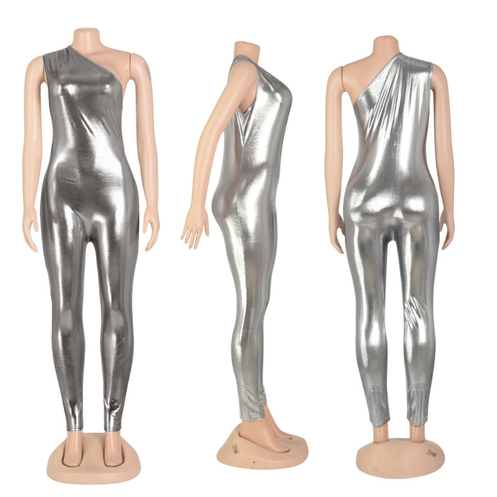 Metallic Sleeveless Jumpsuit