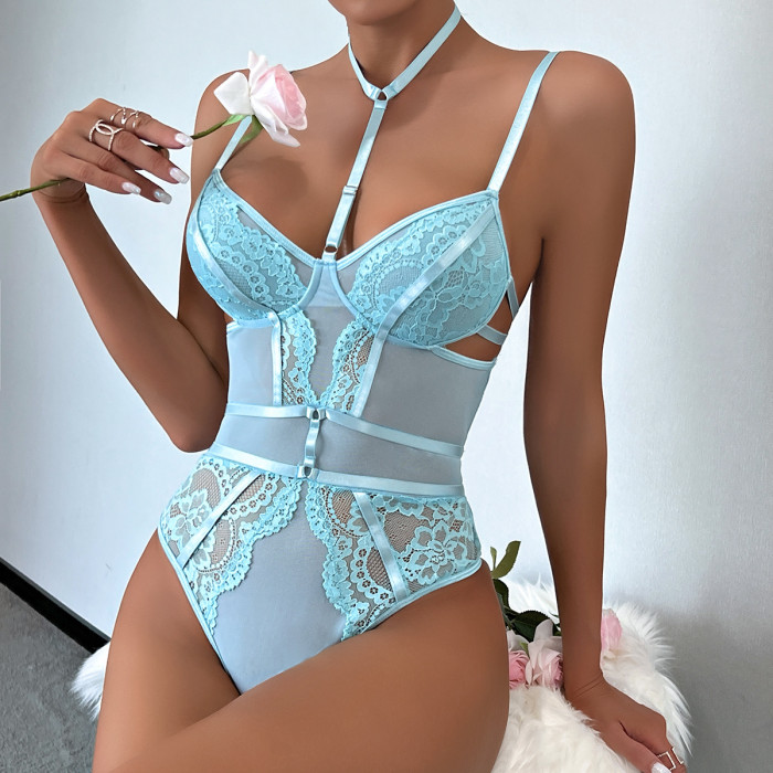 Lace Patchwork Sexy Halter Slimming bodysuit for Women