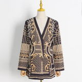 French Vintage-Inspired Bubble Pearl Printed Blazer