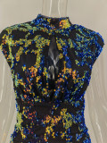 Sexy Tight-fitting Glitter Chest Cutout Mini Dress