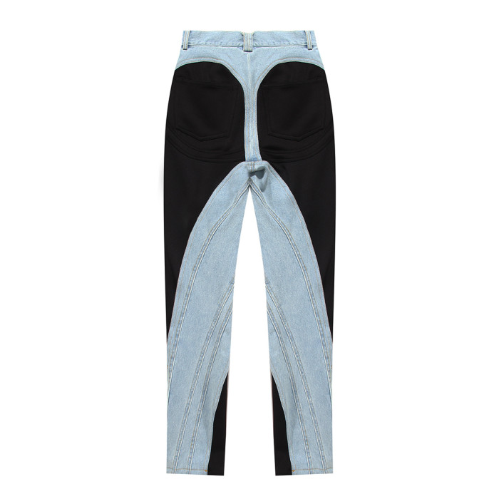 Women's Blue Spiral Panelled Skinny Jeans