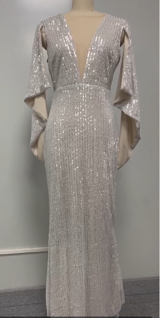 Stunning Silver Mermaid Sequin Dress