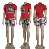 Printed Round Neck Short Sleeve Top and Shorts Set