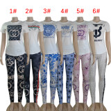 Fashion Short Sleeve Sports Two Piece Set