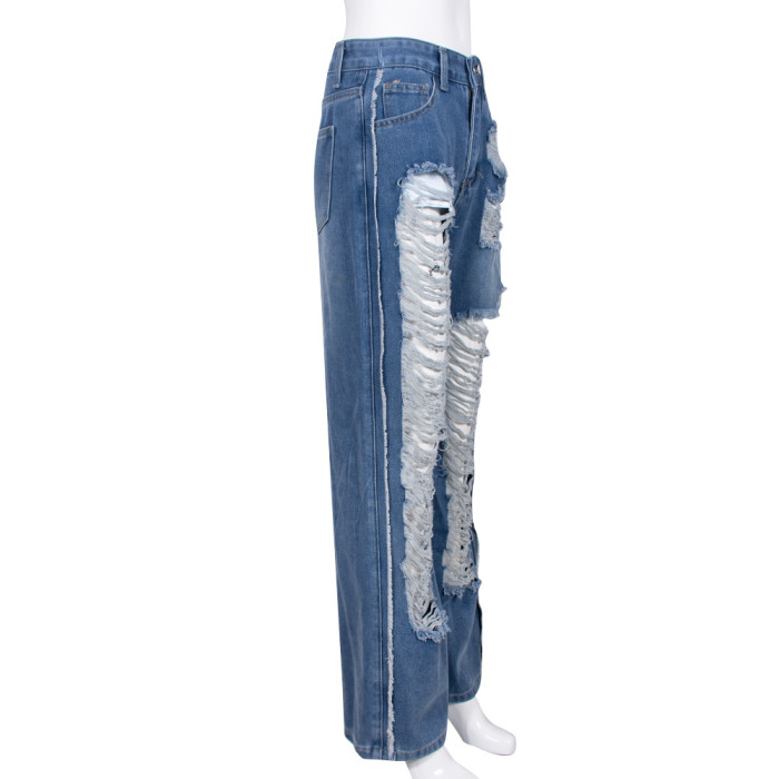 Tassels and Distressed Wash Frayed Jeans