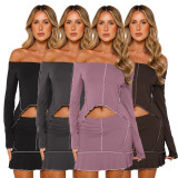 Chic Contrasting Edges Monochrome Dress Set