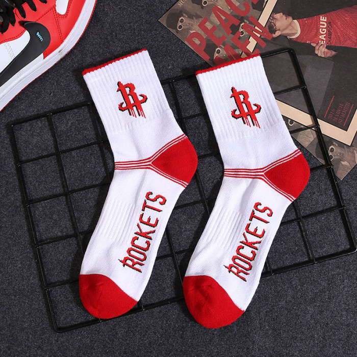 Men's High-Cut Basketball Socks with NBA Lettering - Mid-Calf Cotton Athletic Socks