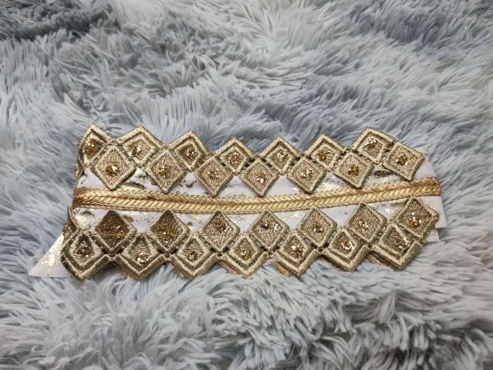 Gold Ironing Muslim Chiffon Long Robe with Waist Belt