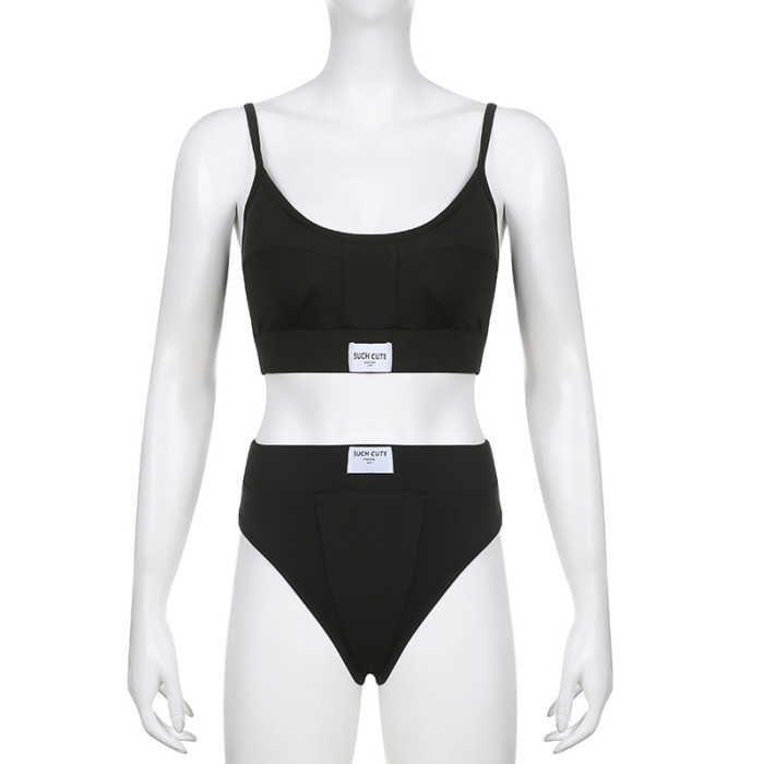 Letter Printed Set of underwear With a U-shaped Neckline