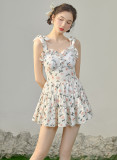 Skirt Conservative Floral Fairy With a Backless Swimsuit for Girl