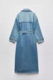 ihoov's Double-Breasted Belted Denim Coat