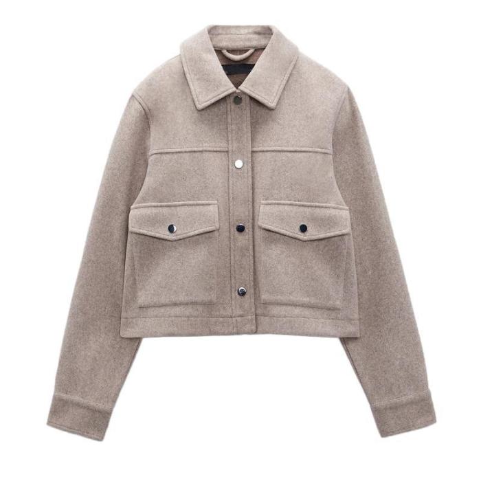 Collar Turn-Down Long Sleeve Soft Jacket Coat