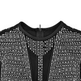 Women's Fashion Solid Color Mesh Beaded Sleeveless Club Dress