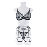 Lace Sexy Perspective Thong Garter Belt Women's Four-Piece Set