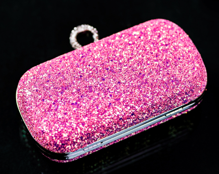 Shimmering Evening Clutch Bag with Ring Handle