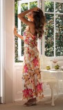 Fashionable Neck Strap Backless Printed Midi Dress
