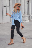 Flattering Slim-Fit Denim Long-Sleeve Shirt
