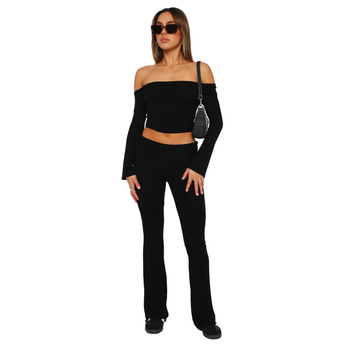 Fashionable and Comfortable Slimming Flared Pants with High Waist and Low Rise