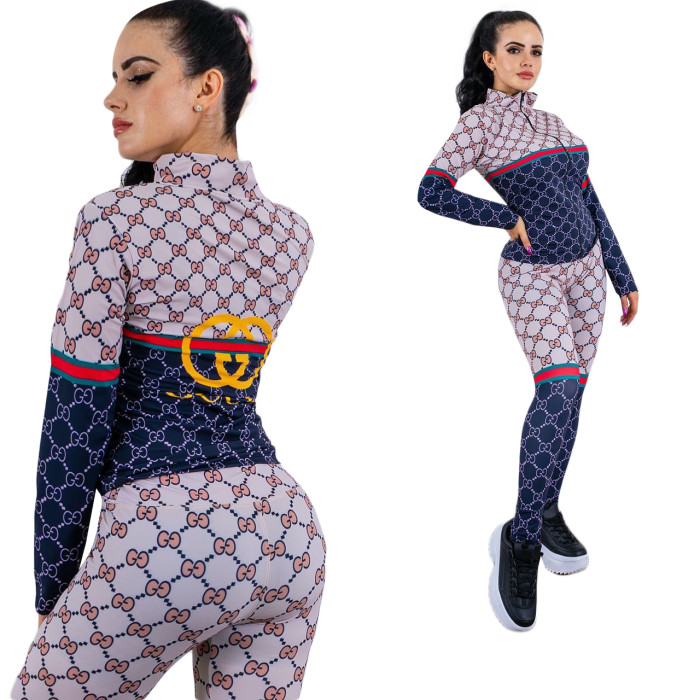 Fashion Printed Casual Sporty Two-piece Set