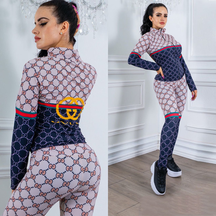 Fashion Printed Casual Sporty Two-piece Set