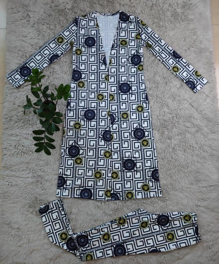 Casual Printed Pants and robe set