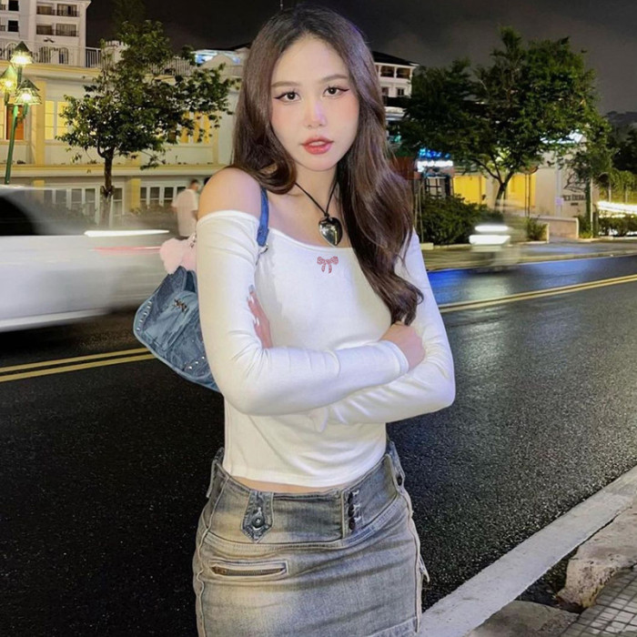 Casual Round Neck desire style self-cultivation Short Sassy Women's Top