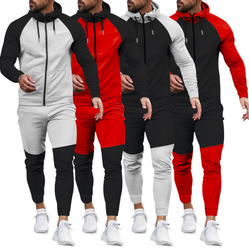 Customizable Logo Color Block Sportswear Set for Men