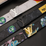 Smooth Buckle Belt with Monogram Letters for Men