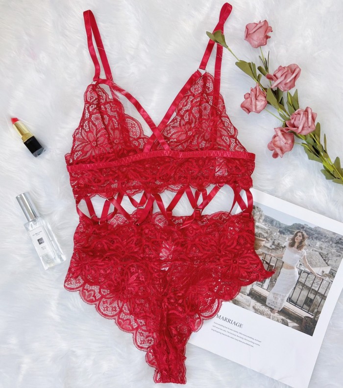 Sexy Hollow Out Lace Strappy Lingerie