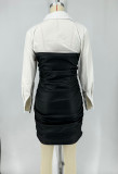 Shirt and Leather Skirt Patchwork Punk Style Dress