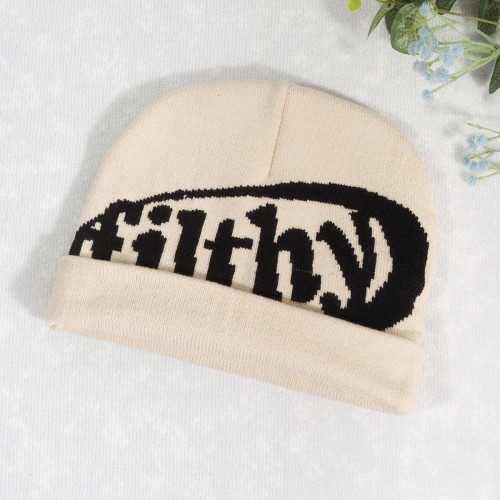 Knitted Beanie with English Letters by ihoov