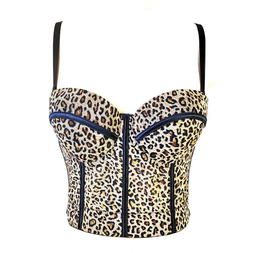 Seductive Leopard Print Built-in Padding Crop Top