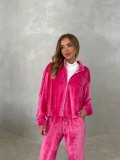 Autumn Zipper Long Sleeve Elastic Waist Pocket Jogger Pants Velvet Casual Two-Piece Set