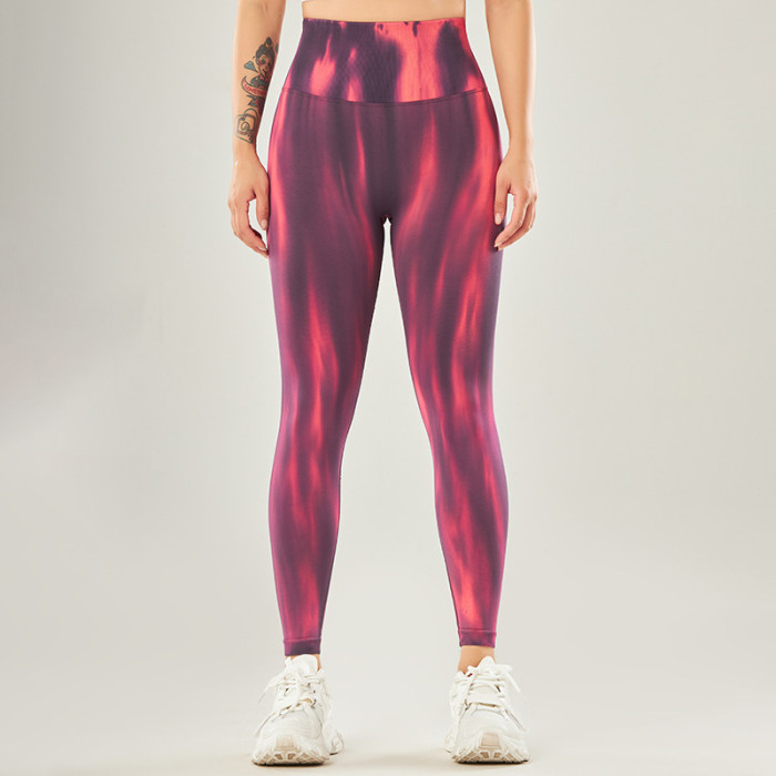 Tie-dye Seamless High Waist, Peach Butt, Breathable and Sweat-wicking Tight-fitting Yoga Pants Leggings