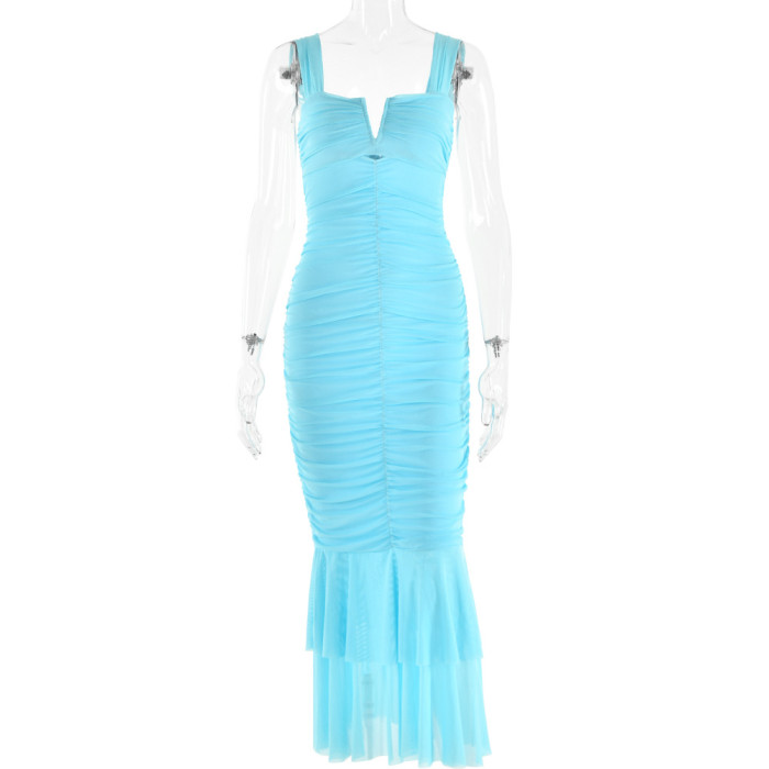 Elegant Spaghetti Straps Fish-tail Dress