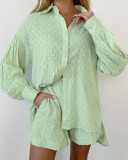 Exquisite Floral Bubble Sleeve Top and Shorts Set